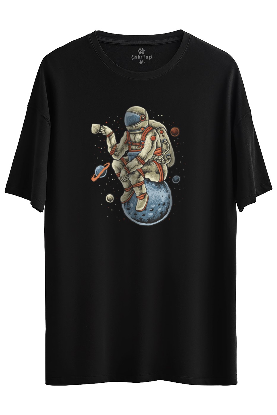 Astronot Baskılı Oversize Tişört
