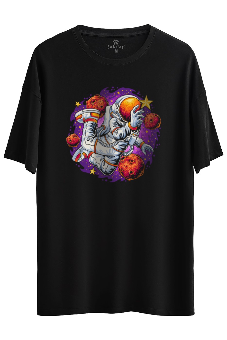 Astronot Baskılı Oversize Tişört