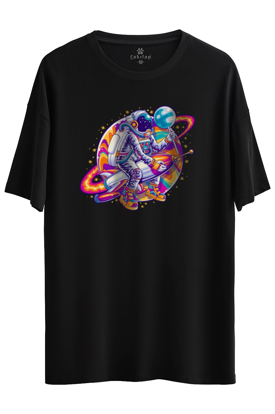 Astronot Baskılı Oversize Tişört