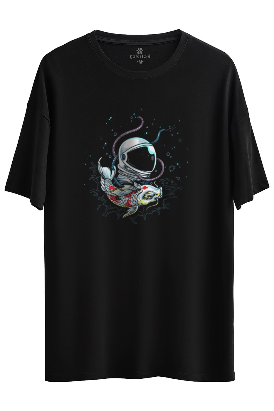 Astronot Baskılı Oversize Tişört