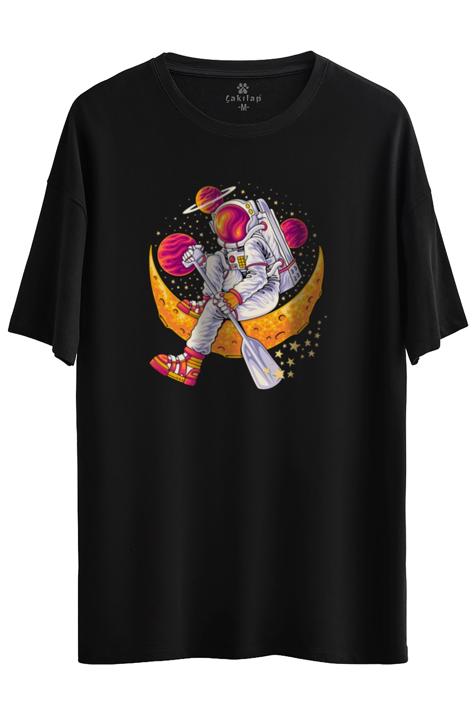 Astronot Baskılı Oversize Tişört