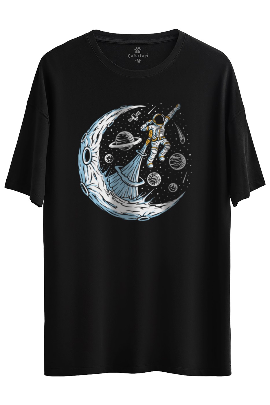 Astronot Baskılı Oversize Tişört