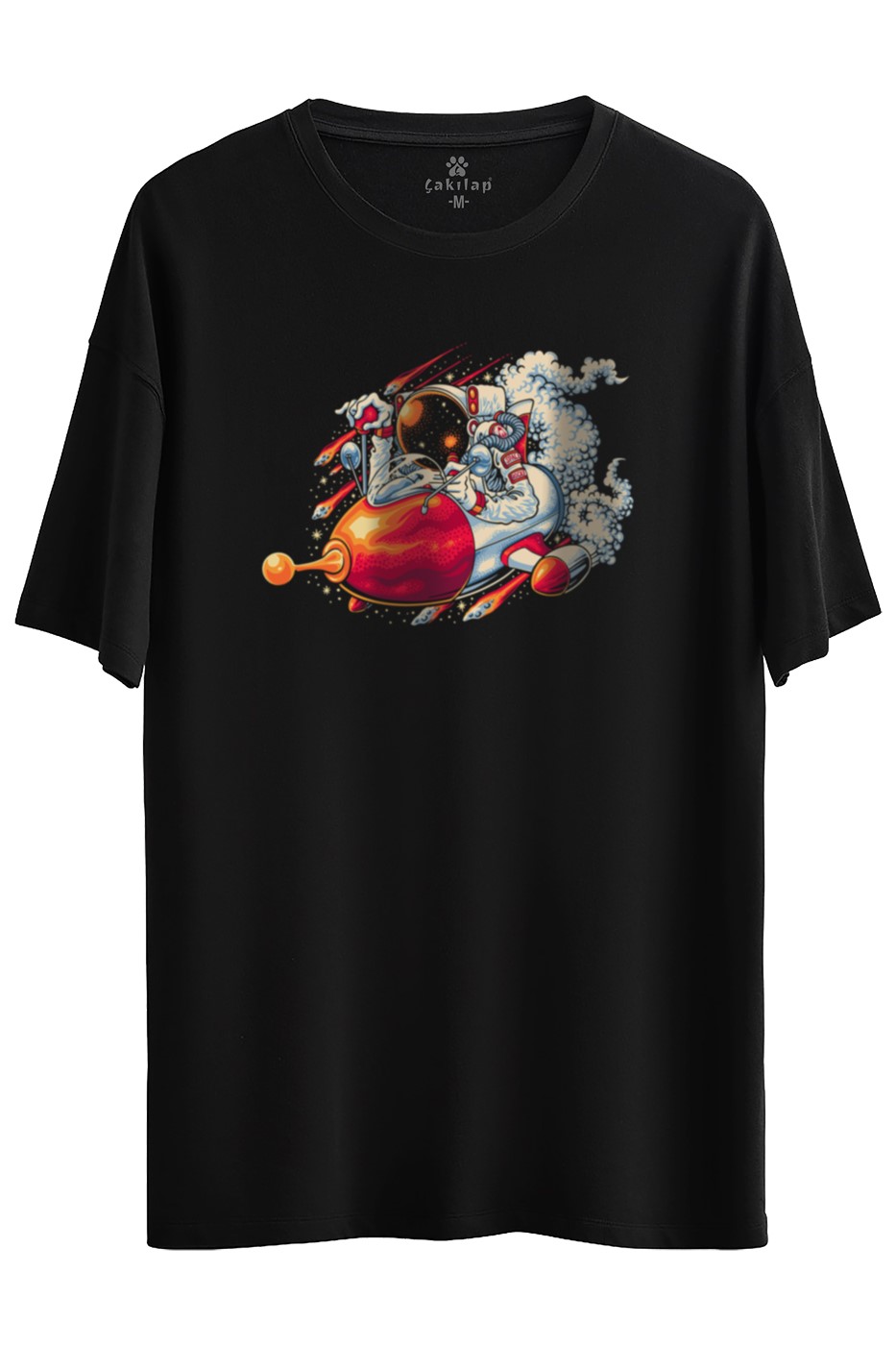 Astronot Baskılı Oversize Tişört