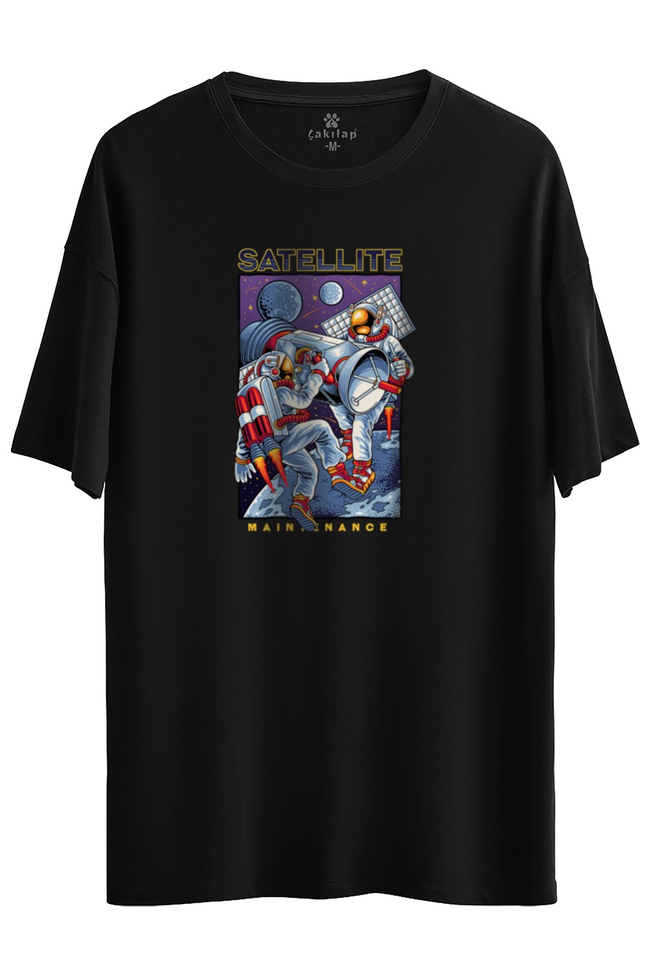 Astronot Baskılı Oversize Tişört