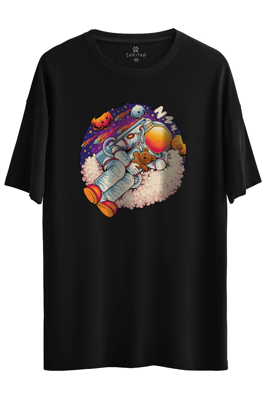 Astronot Baskılı Oversize Tişört