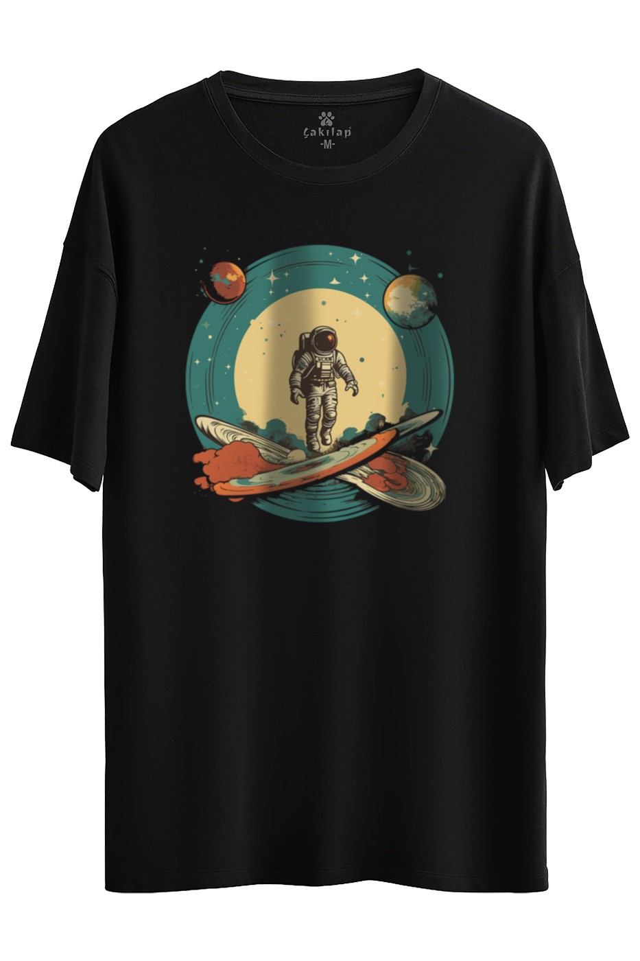Astronot Baskılı Oversize Tişört