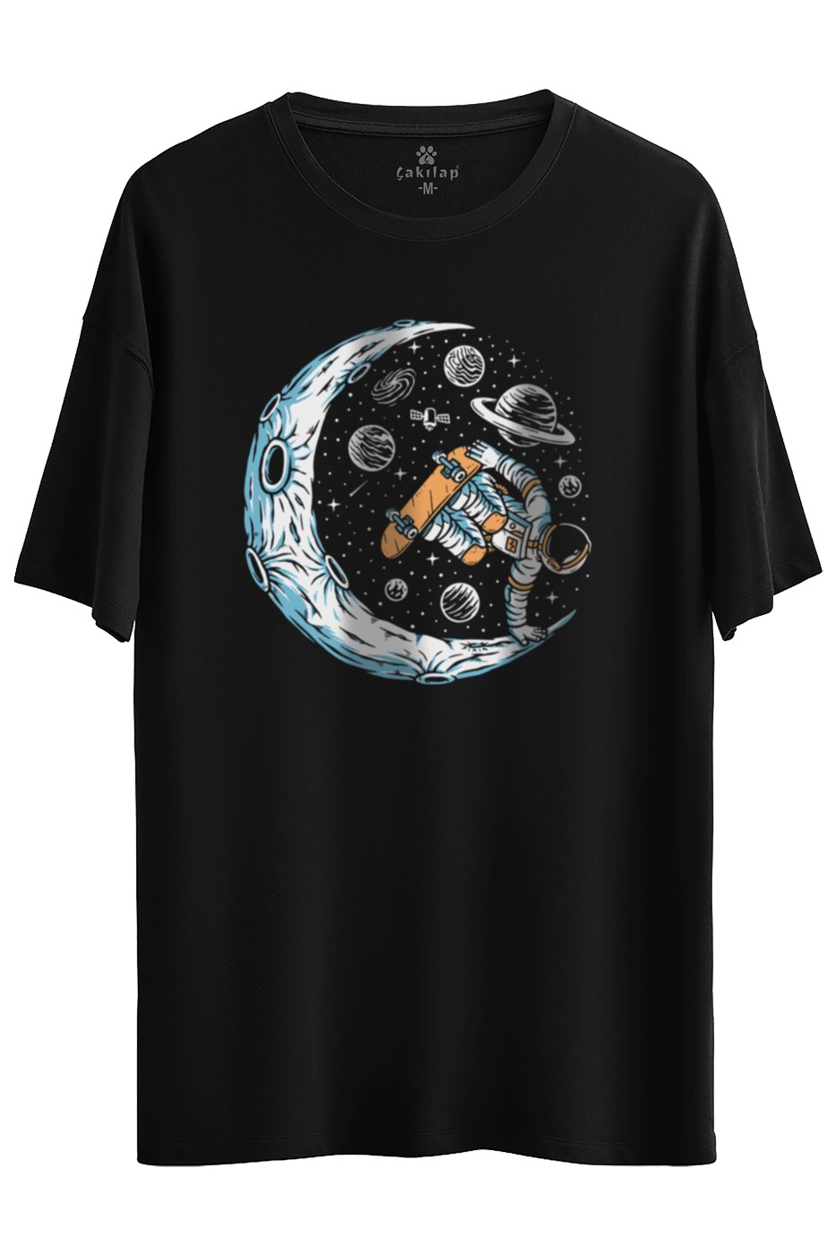 Astronot Baskılı Oversize Tişört