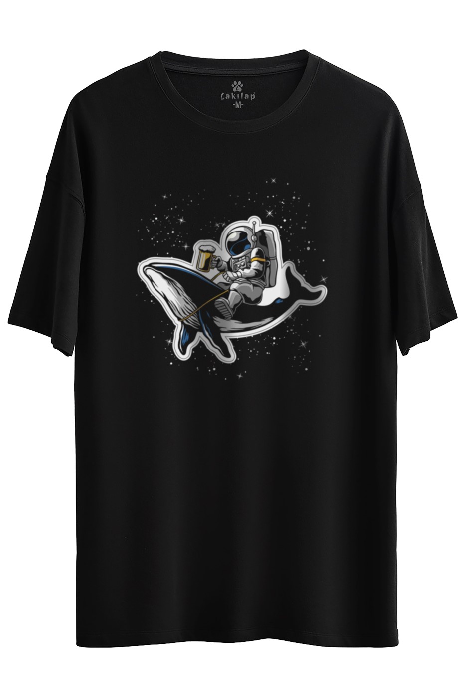 Astronot Baskılı Oversize Tişört