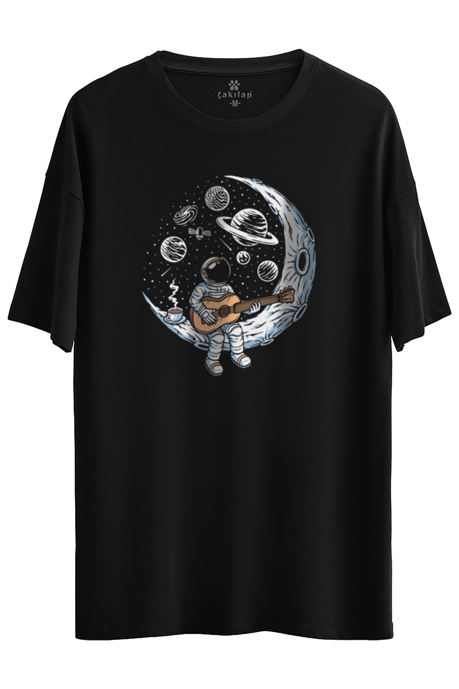 Astronot Baskılı Oversize Tişört