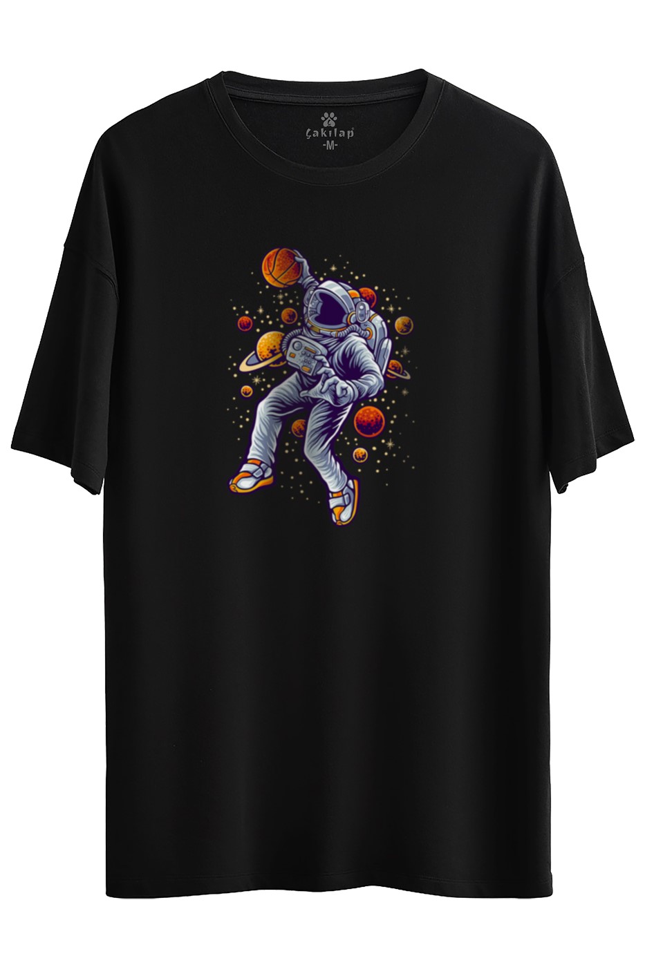 Astronot Baskılı Oversize Tişört