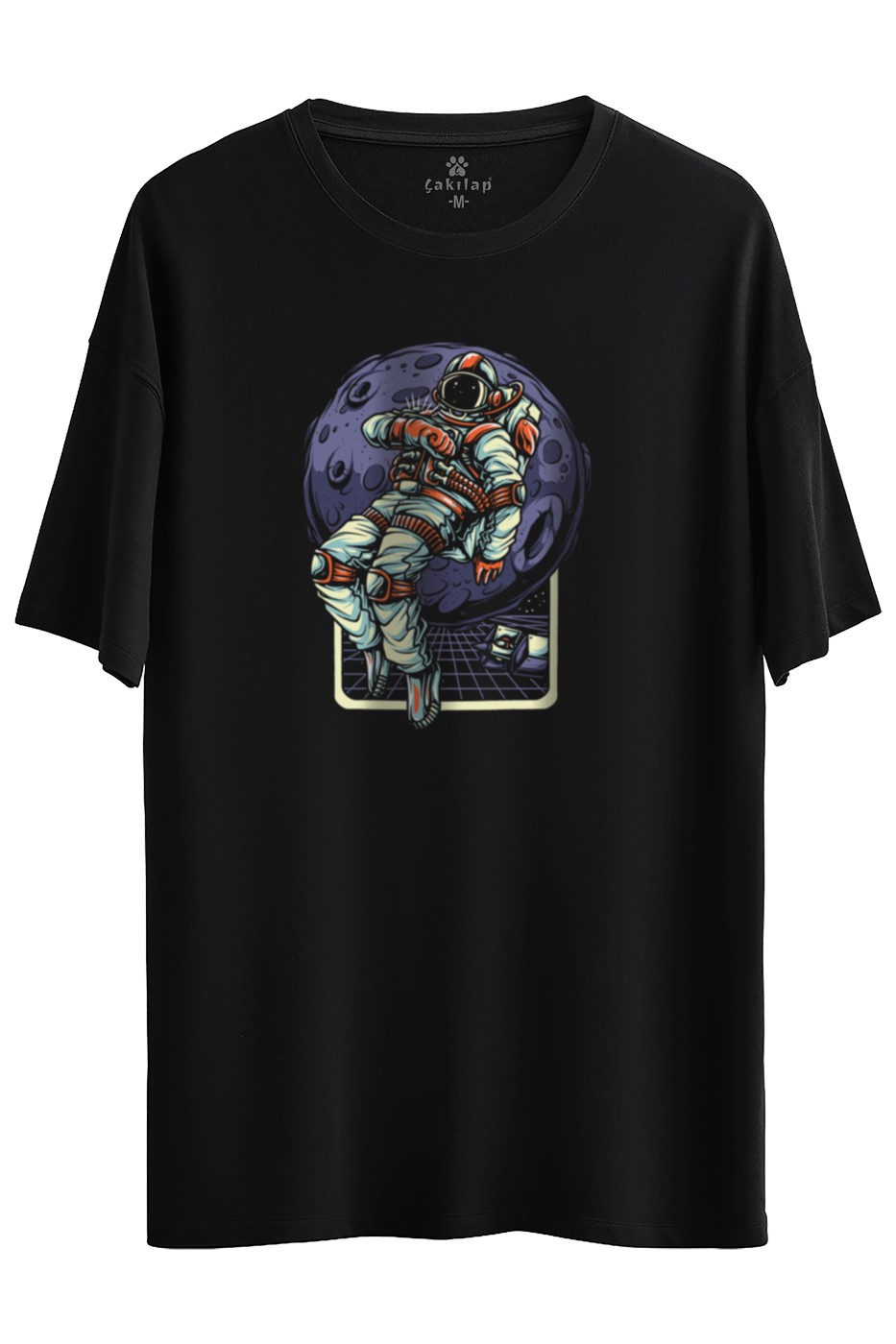 Astronot Baskılı Oversize Tişört