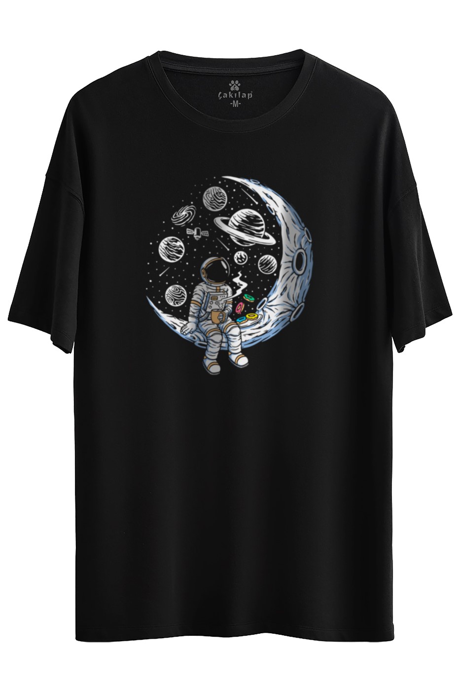 Astronot Baskılı Oversize Tişört