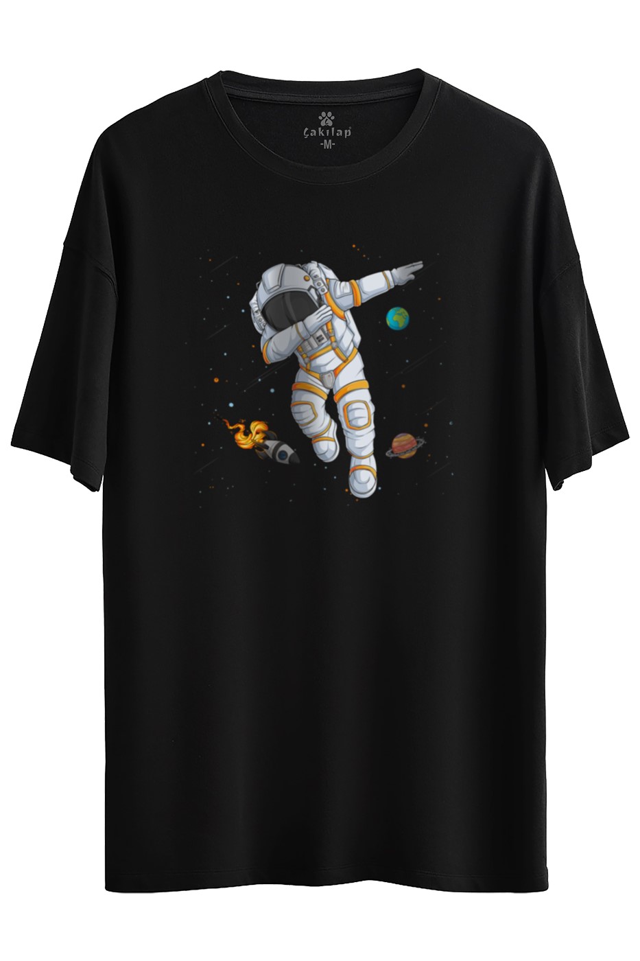 Astronot Baskılı Oversize Tişört