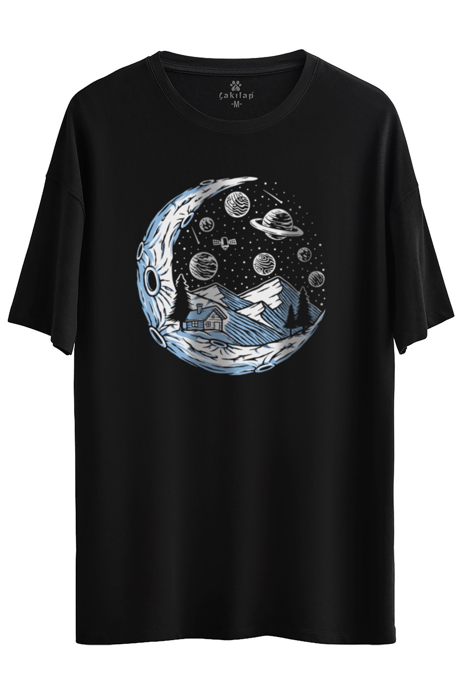 Astronot Baskılı Oversize Tişört