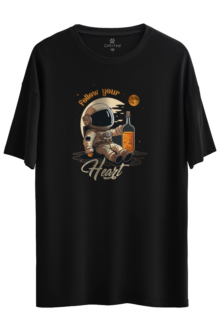 Astronot Baskılı Oversize Tişört