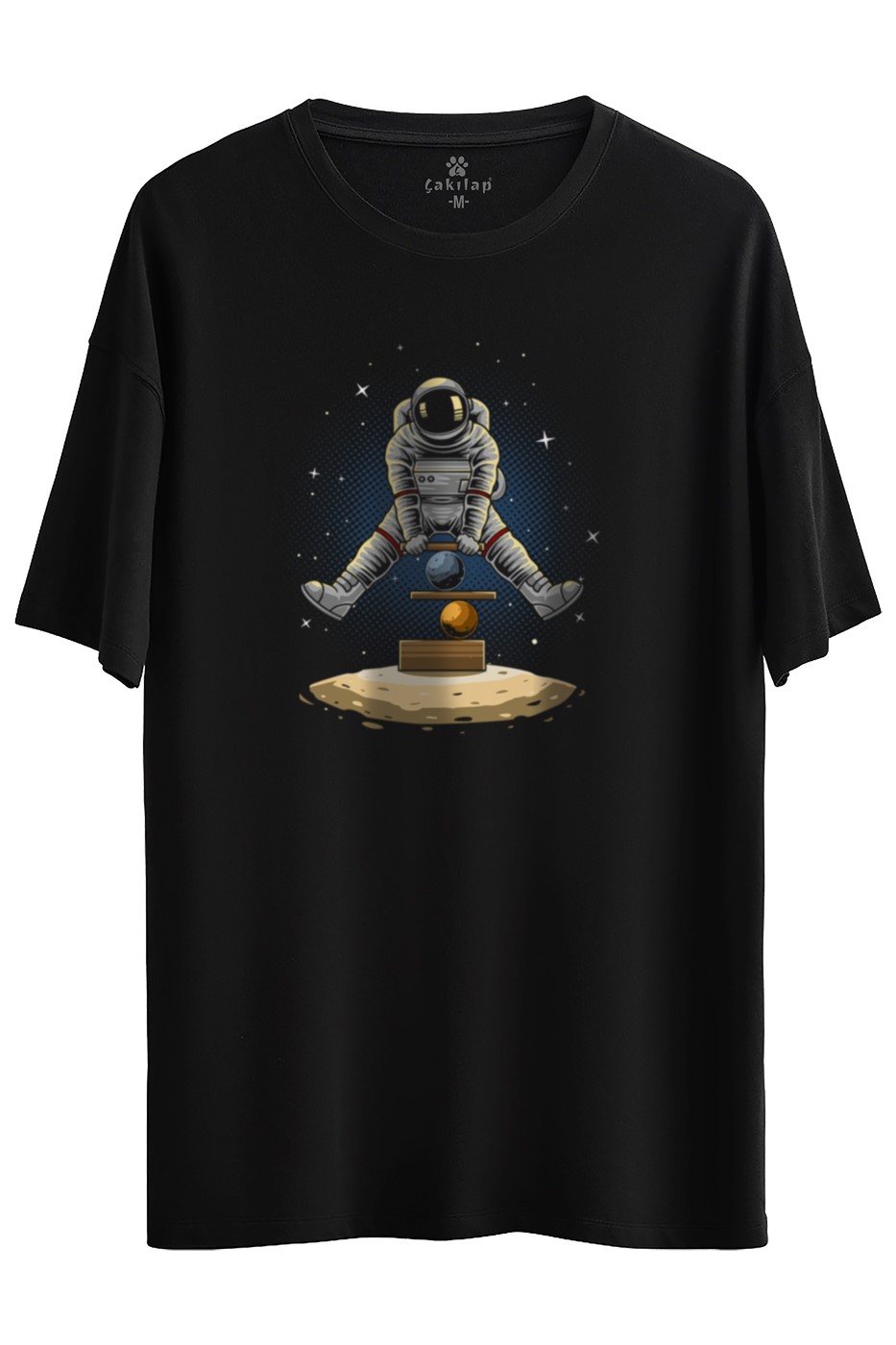 Astronot Baskılı Oversize Tişört