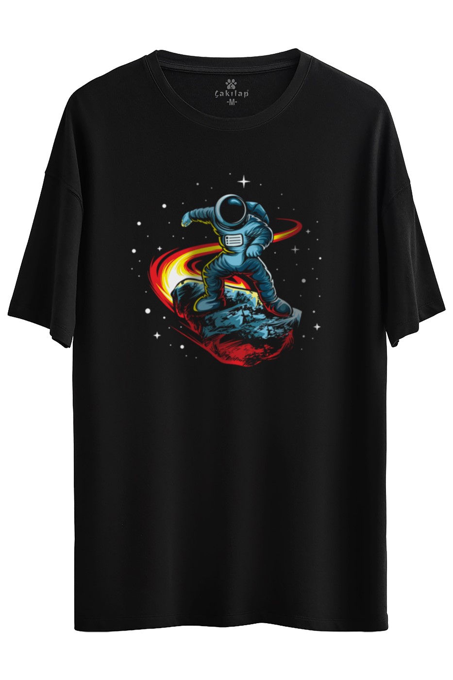 Astronot Baskılı Oversize Tişört