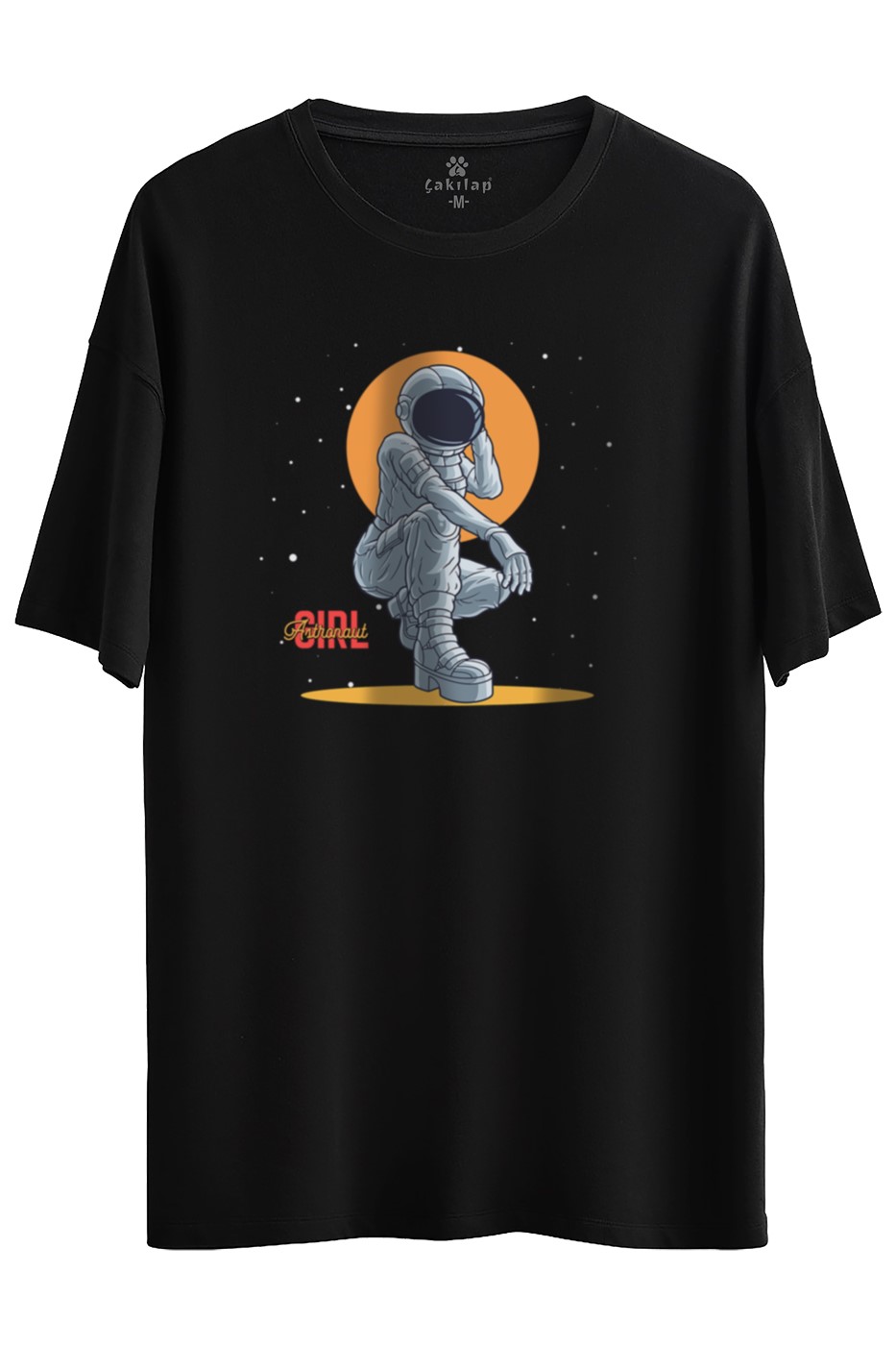 Astronot Baskılı Oversize Tişört