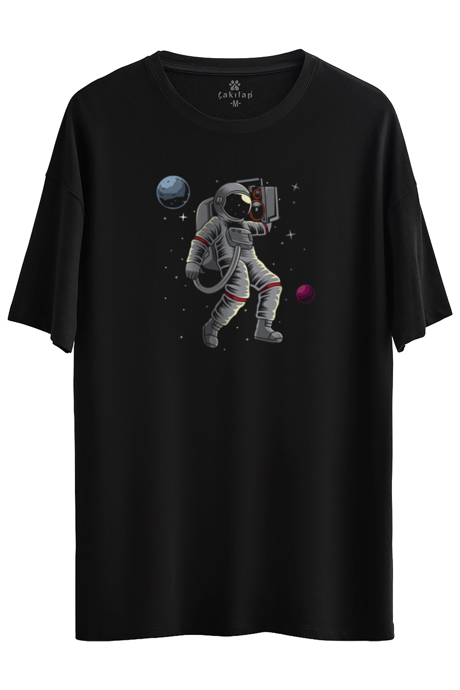 Astronot Baskılı Oversize Tişört