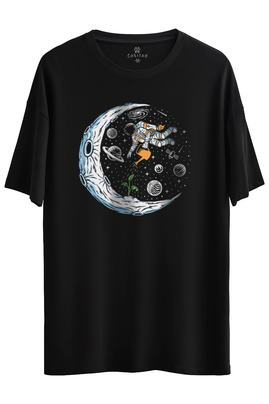 Astronot Baskılı Oversize Tişört