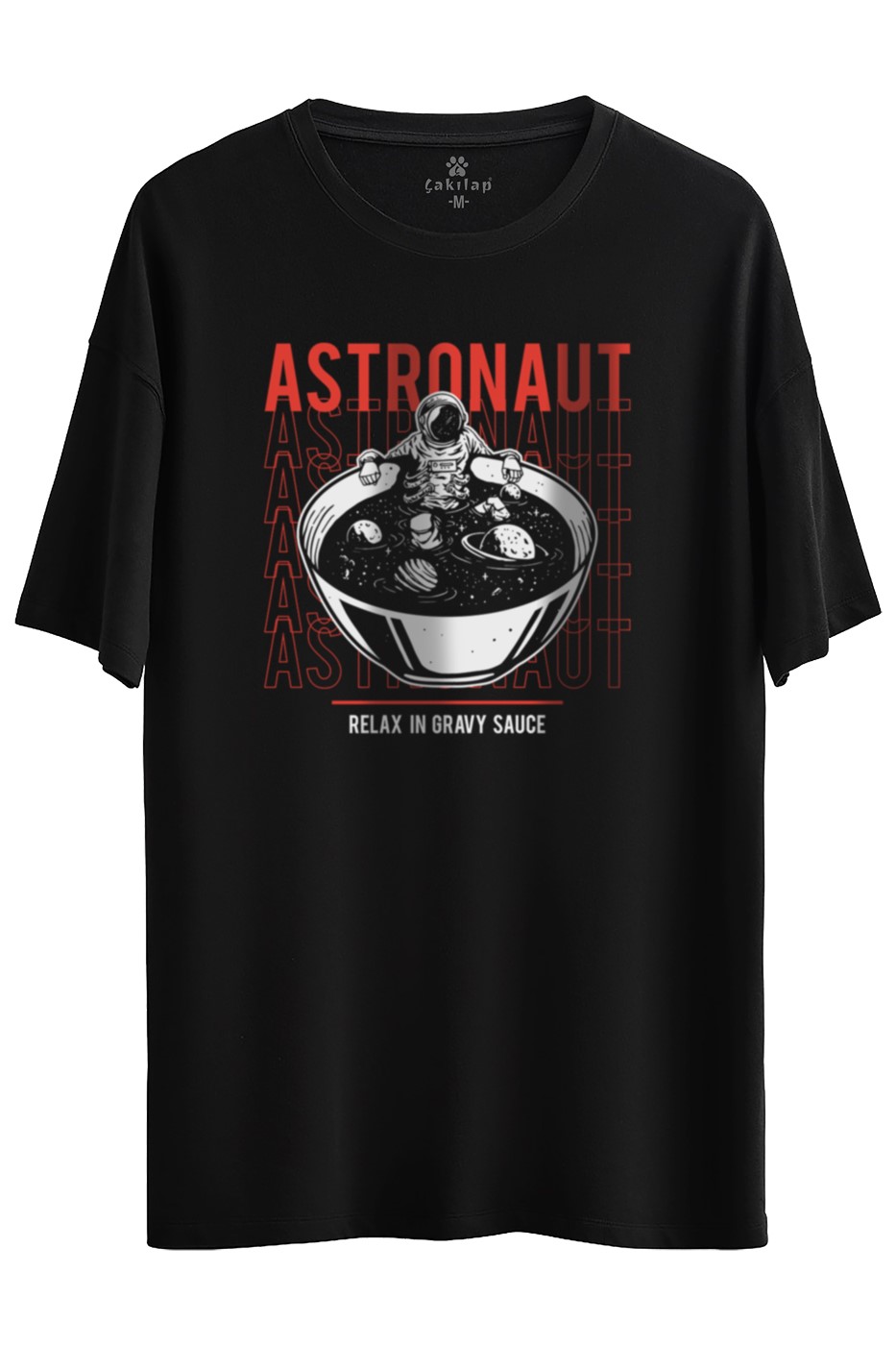 Astronot Baskılı Oversize Tişört