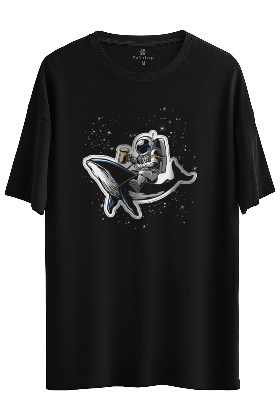 Astronot Baskılı Oversize Tişört