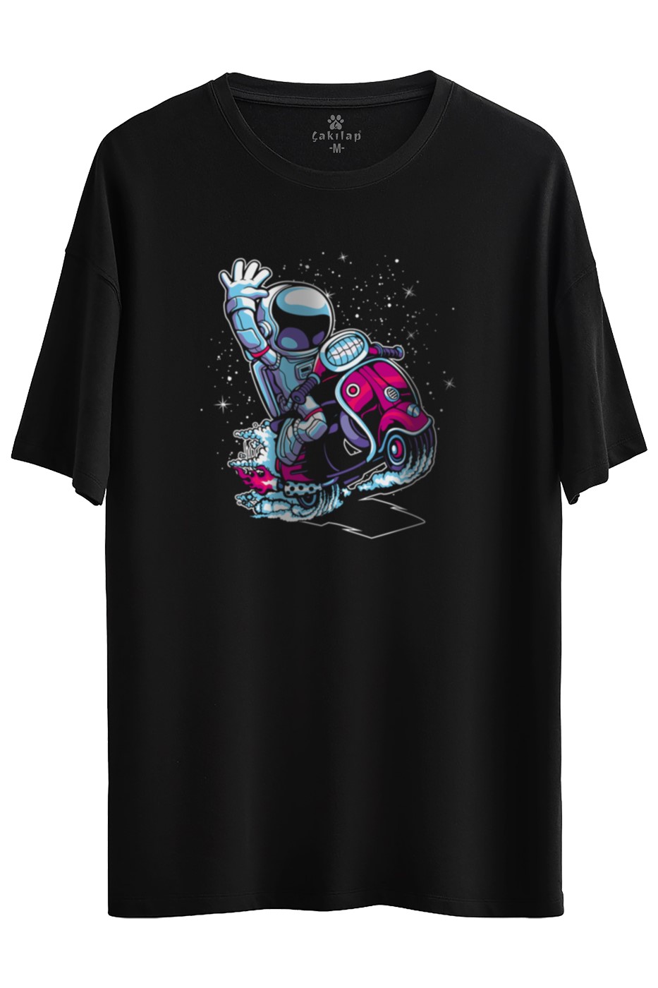 Astronot Baskılı Oversize Tişört
