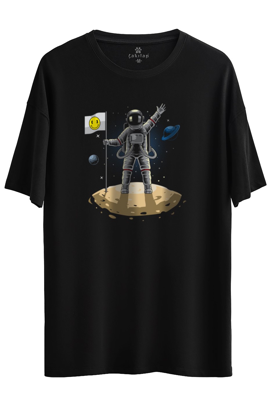 Astronot Baskılı Oversize Tişört