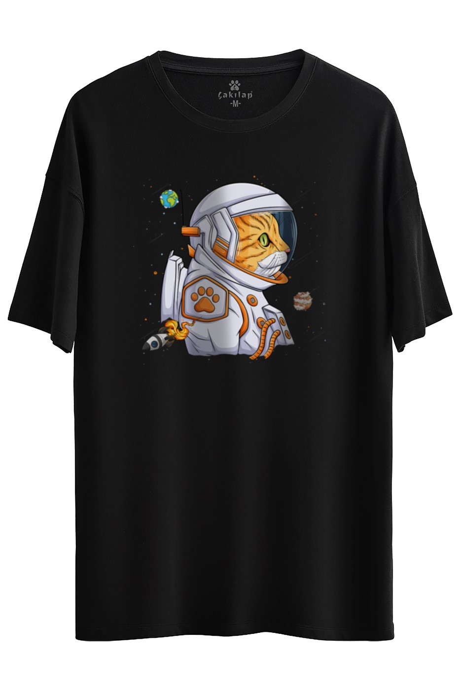 Astronot Baskılı Oversize Tişört