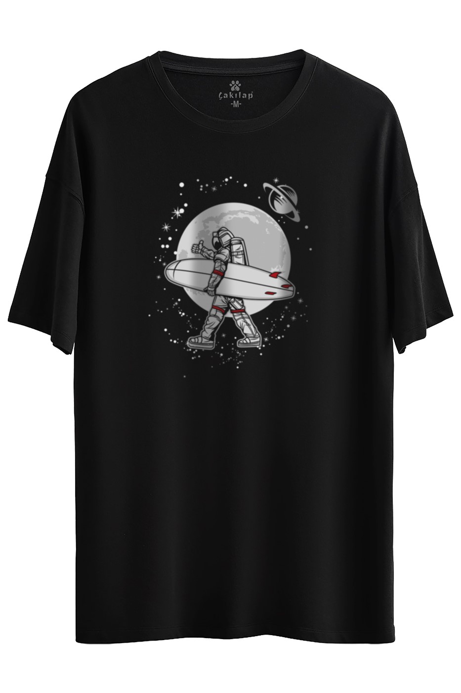 Astronot Baskılı Oversize Tişört
