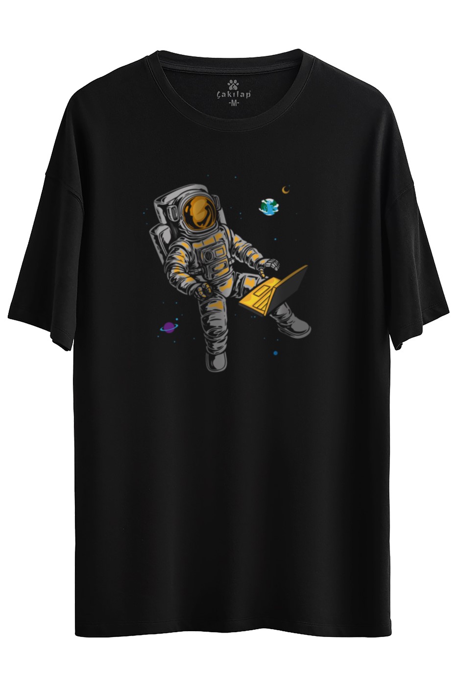 Astronot Baskılı Oversize Tişört
