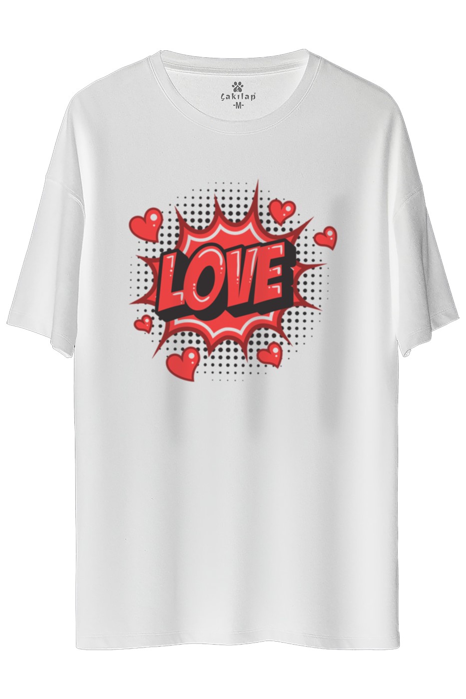Love Baskılı Oversize Tişört