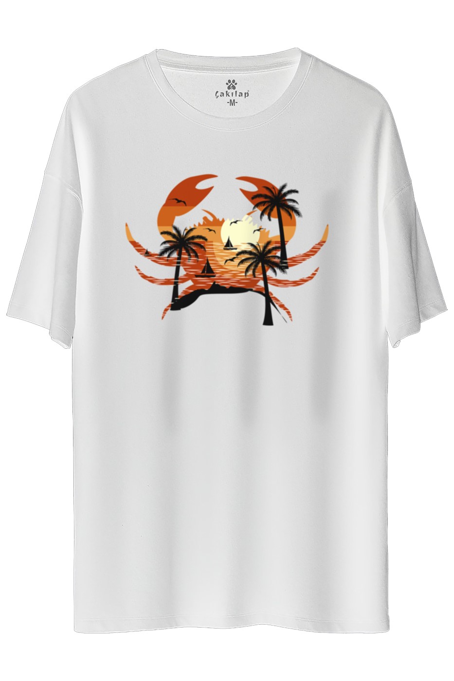 Yengeç Doğa Baskılı Oversize Tişört