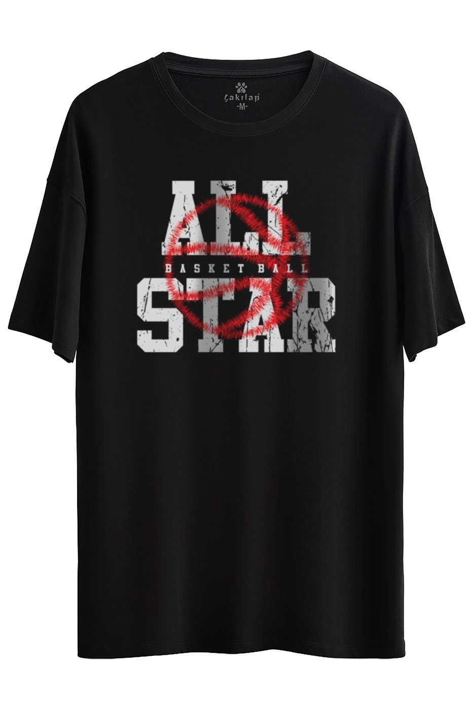 All Star Baskılı Oversize Tişört