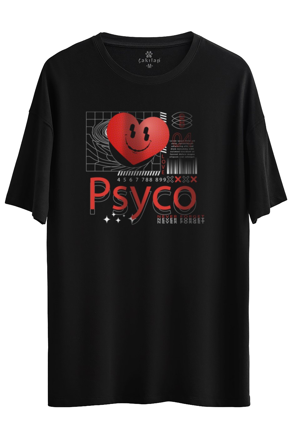 Psyco Baskılı Oversize Tişört