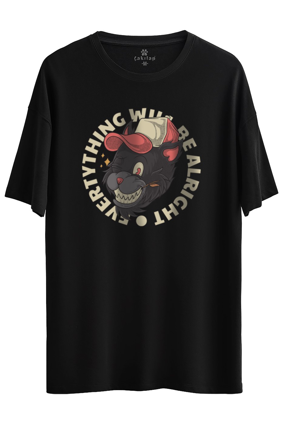 Evertyhing Will Realright Baskılı Oversize Tişört