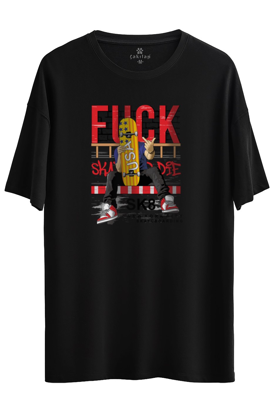 Fck Baskılı Oversize Tişört