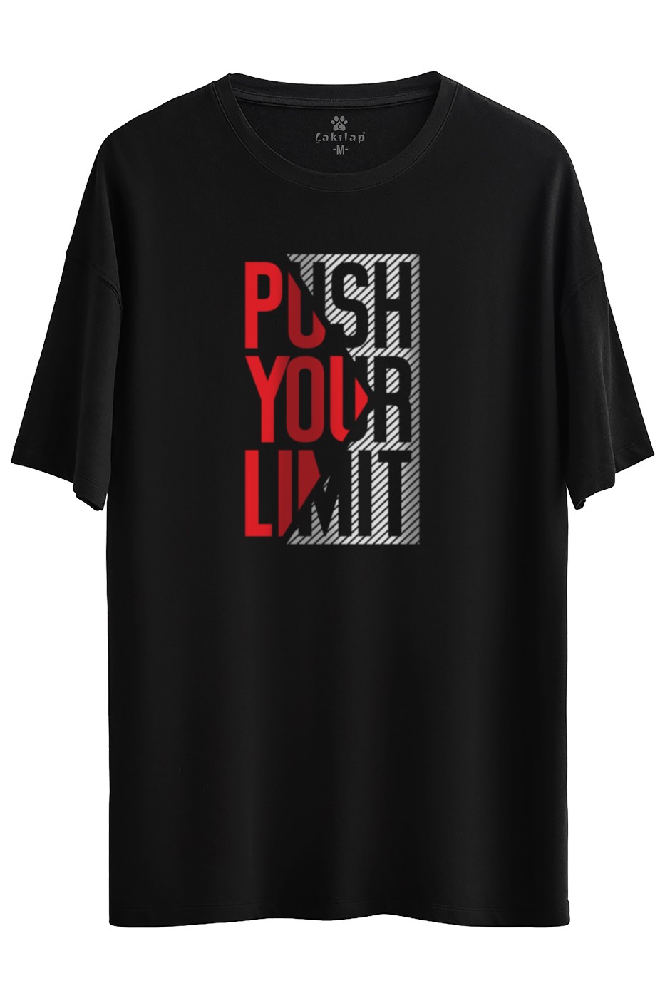 Push Your Limit Baskılı Oversize Tişört