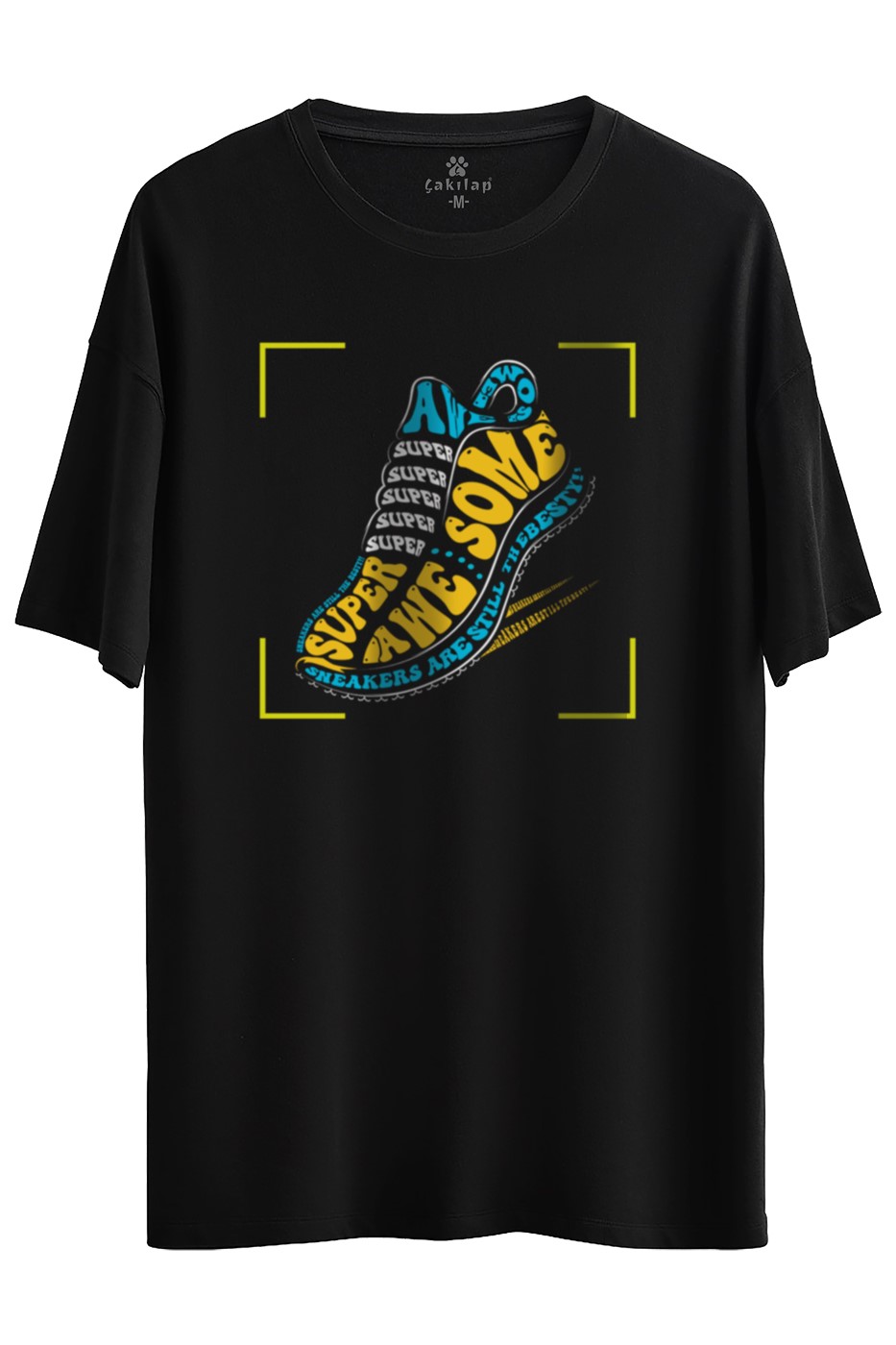Super Awe Some Baskılı Oversize Tişört