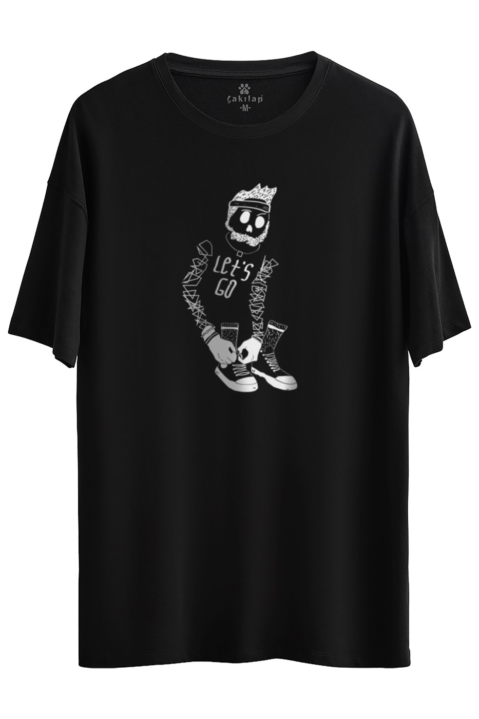 Let's Go Baskılı Oversize Tişört