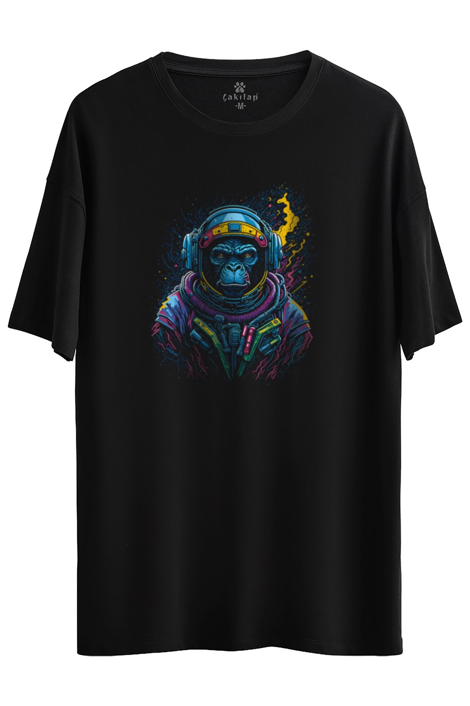 Monkey Baskılı Oversize Tişört