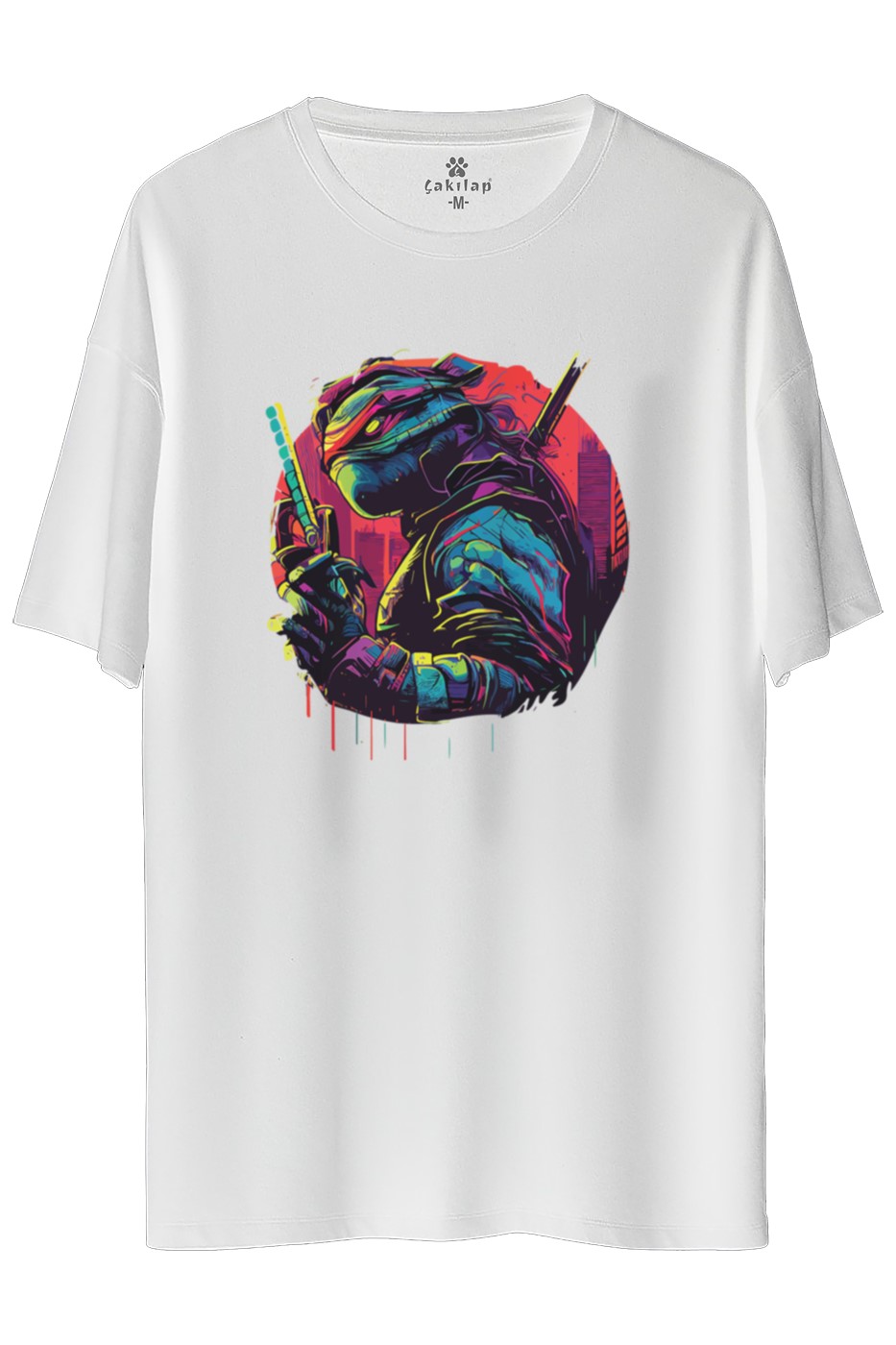 Ninja Kaplumbağa Baskılı Oversize Tişört