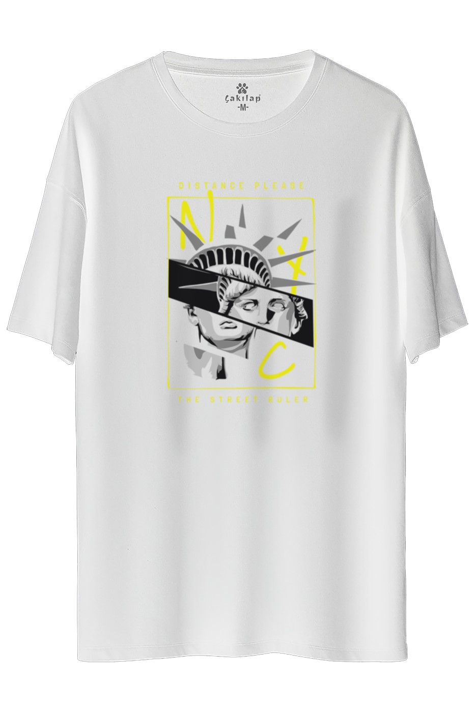 Distance Please Baskılı Oversize Tişört