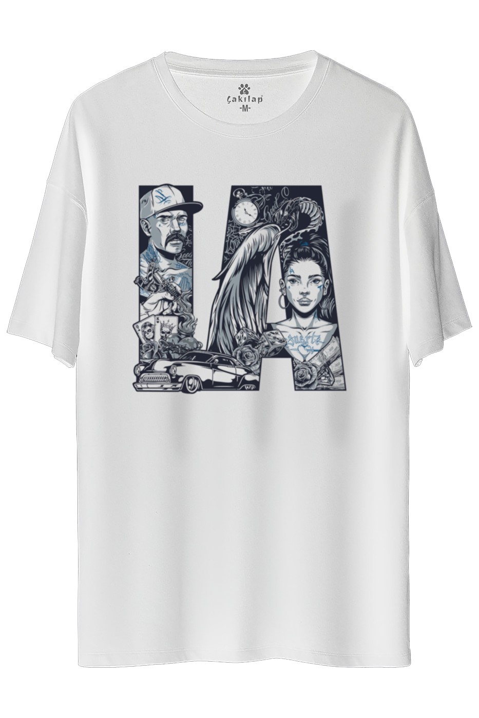 Los Angeles Baskılı Oversize Tişört