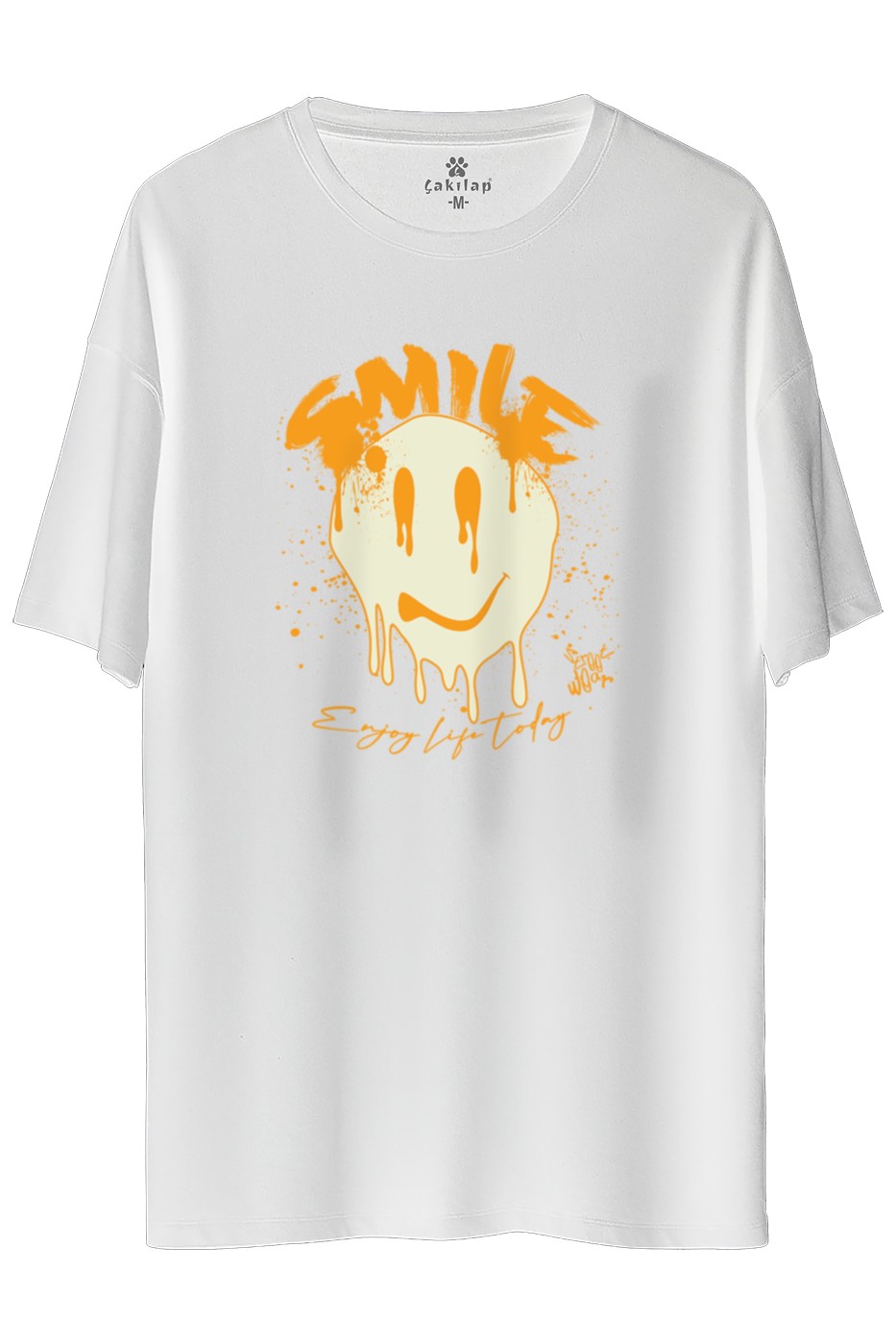 Smile  Baskılı Oversize Tişört