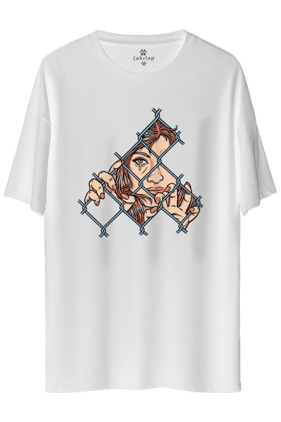 Tutsak Kadın Baskılı Oversize Tişört