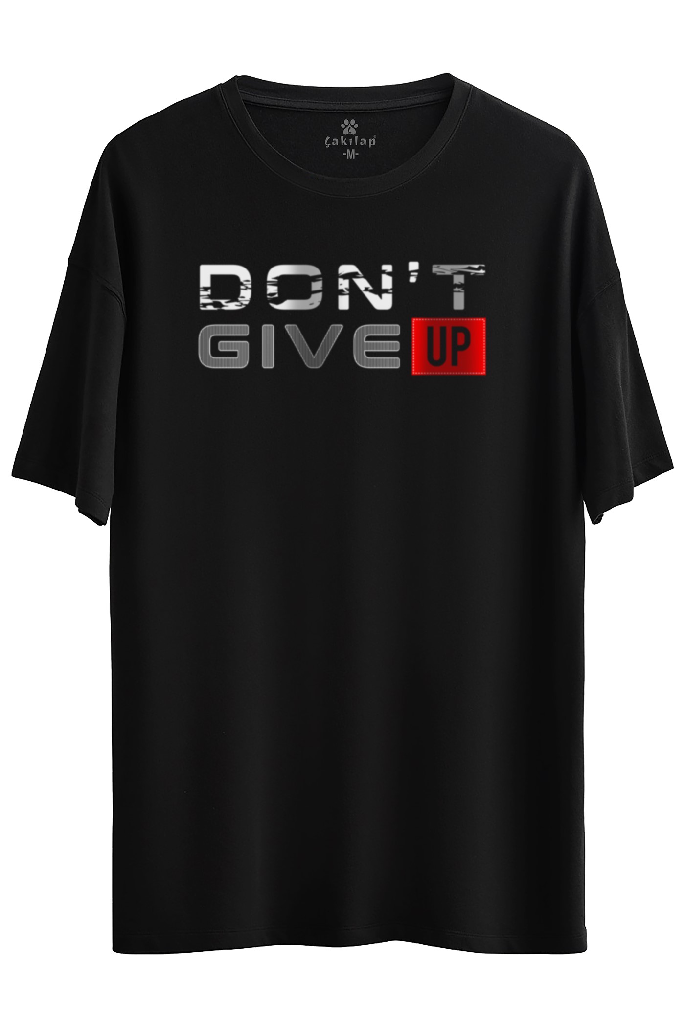 Never Stop Baskılı Oversize Tişört