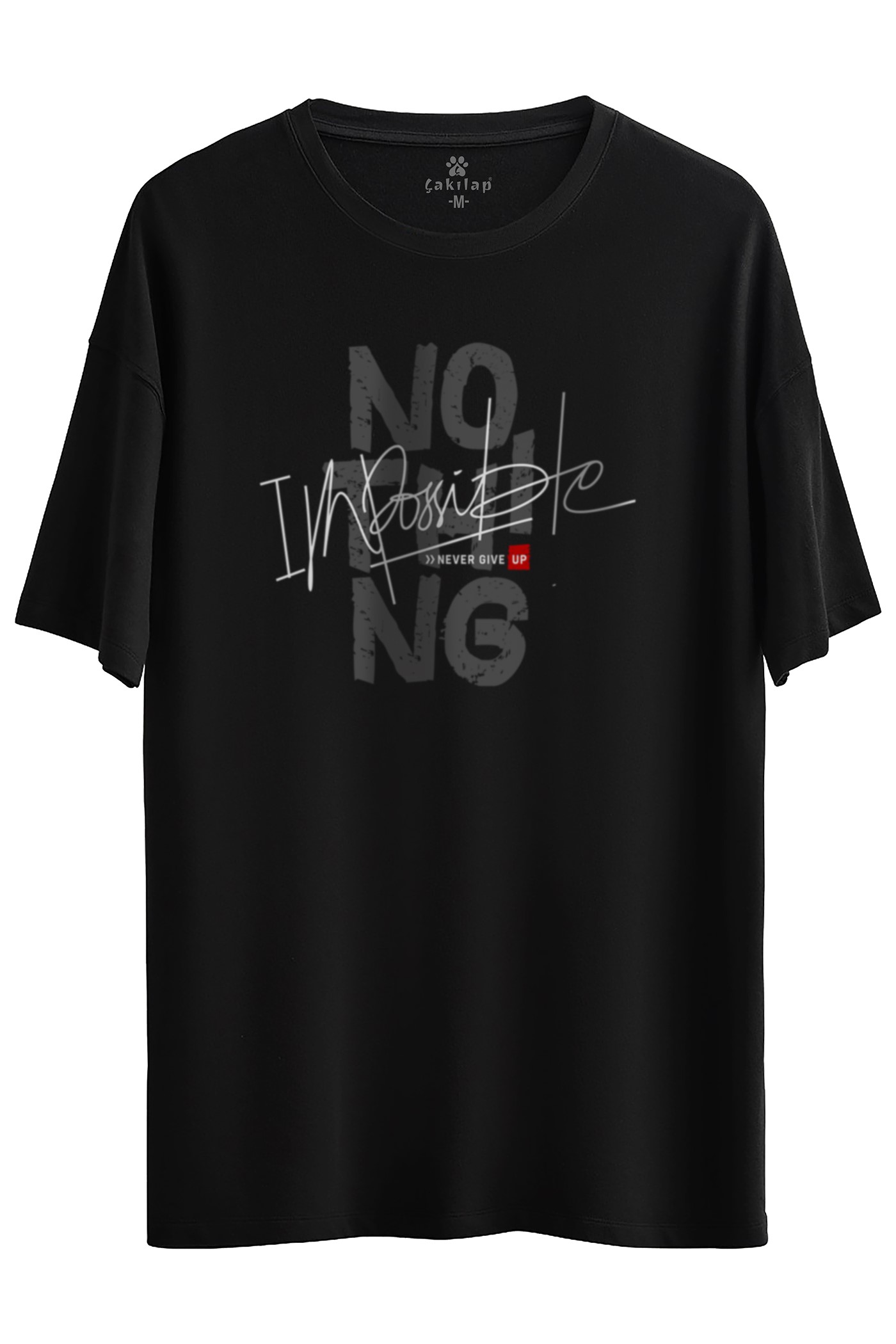 Never Quite Baskılı Oversize Tişört