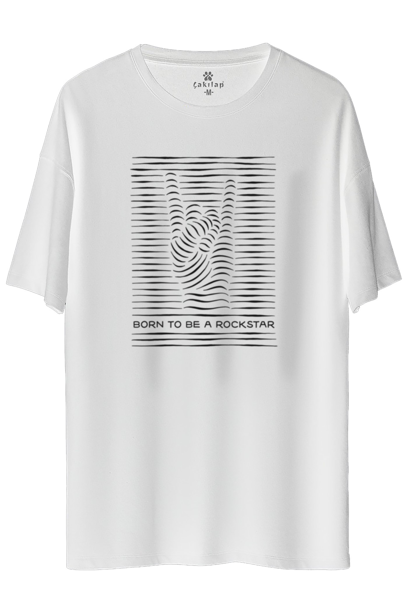 Born to Bea Rock Star  Baskılı Oversize Tişört