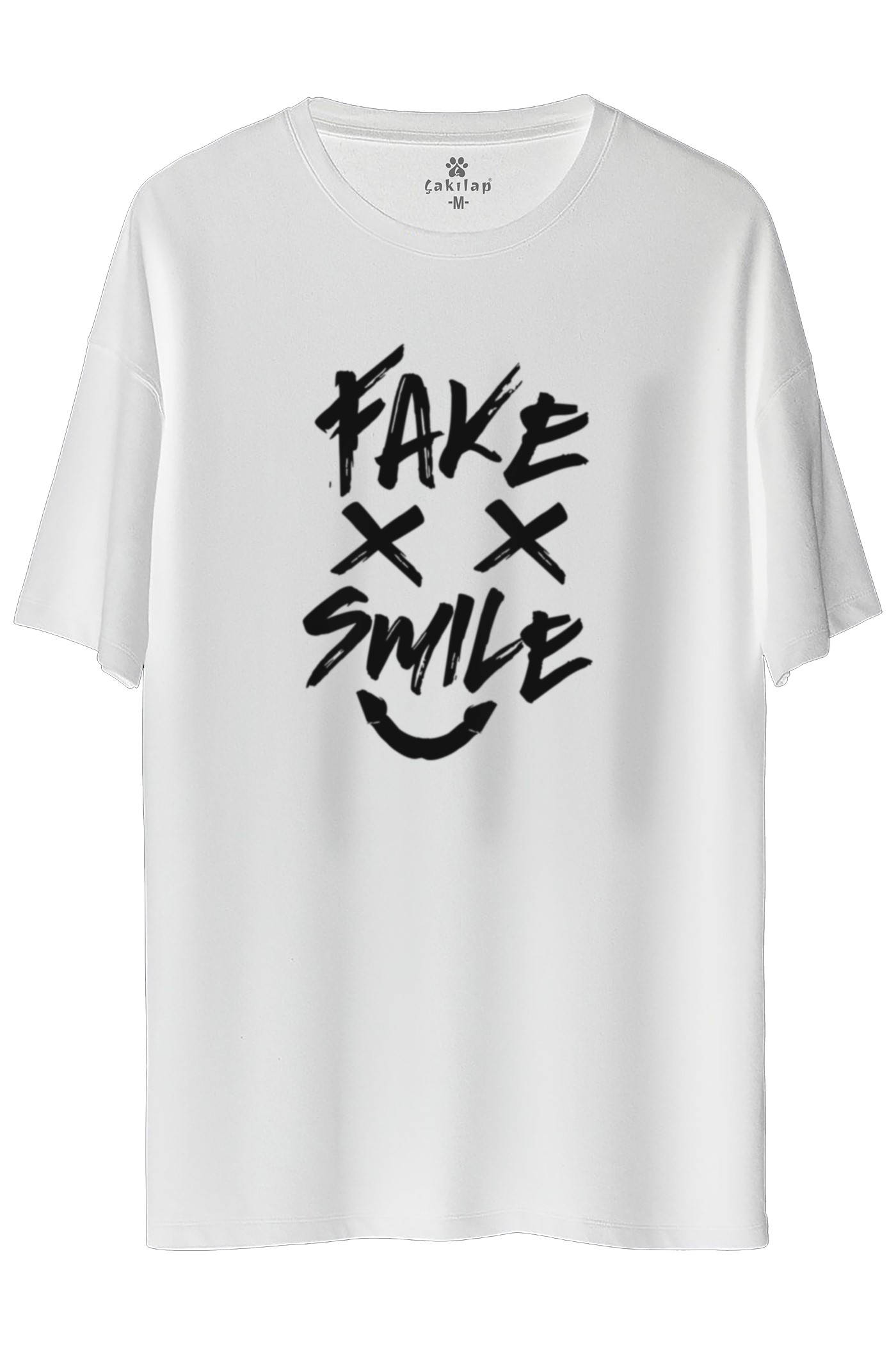Fake Smile  Baskılı Oversize Tişört
